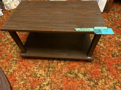 Woodgrain Laminate Side Table with Lower Shelf - Image 1 of 10