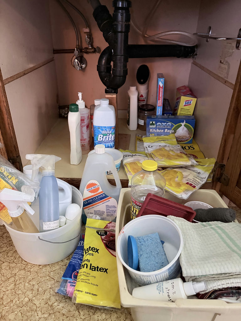 Assorted Household Cleaning Supplies and Gloves - image 4 of 7