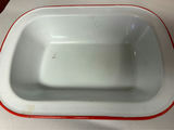 White Enamelware Kitchen Items with Red Trim - thumbnail 3 of 12