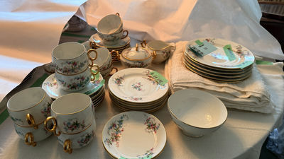 Limoges France Floral China Tea Cup & Dessert Set - Image 1 of 19