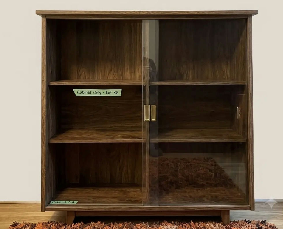 Wood Display Cabinet with Glass Sliding Doors - image 1 of 7