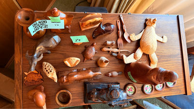 Collection of Hand-Carved Wooden Figurines and Small Objects - Image 1 of 8