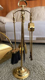 Brass Fireplace Tool Set with Stand and Wood Log Basket - thumbnail 2 of 7