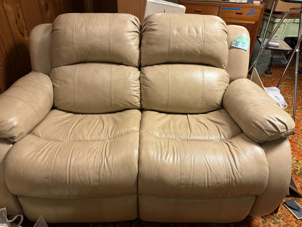 Beige Leather Recliner Loveseat - image 1 of 8