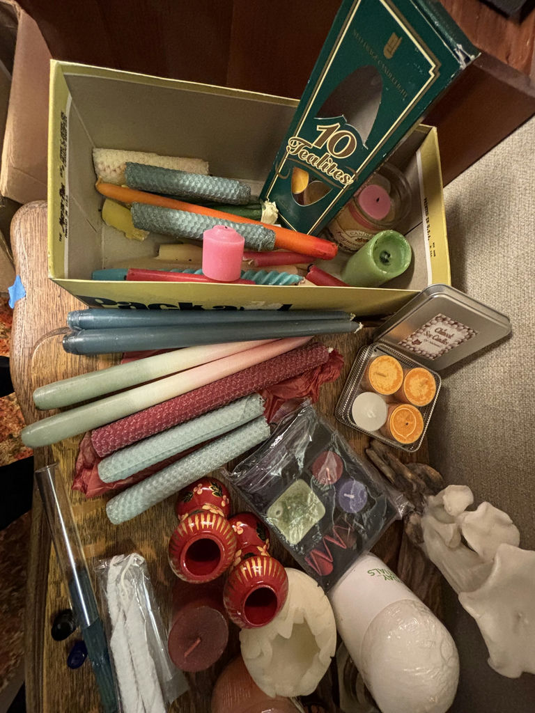Assorted Candles, Brass Candle Holders, and Candle Making Accessories - image 2 of 13