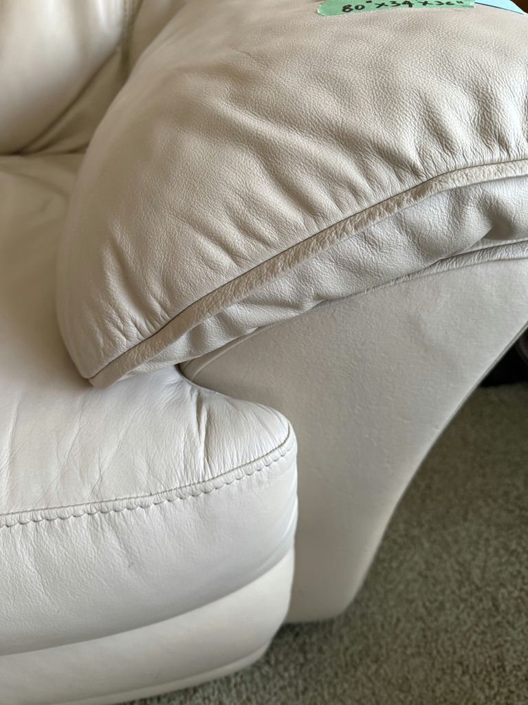 Beige White Leather Three-Seat Sofa - image 3 of 8
