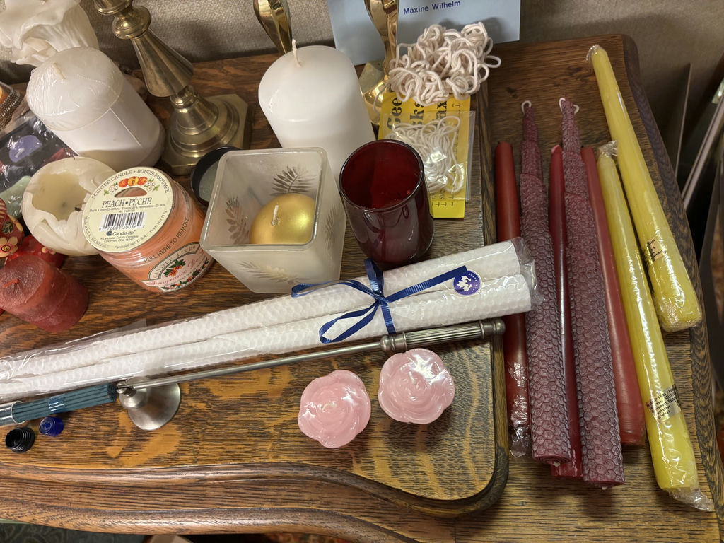 Assorted Candles, Brass Candle Holders, and Candle Making Accessories - image 5 of 13