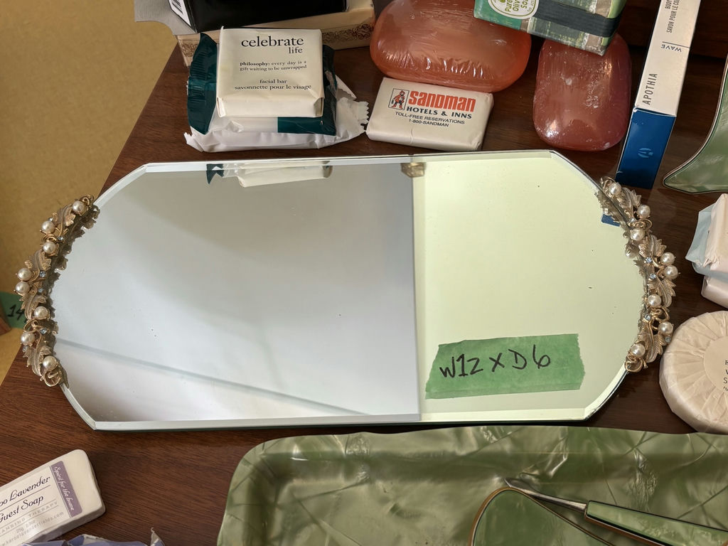 Vintage Vanity Set with Mirror Tray, Containers, Grooming Tools, and Assorted Soaps - image 11 of 13