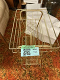 Vintage MCM brass-tone rolling Record Player Stand & Record Storage - thumbnail 3 of 6