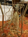Vintage MCM brass-tone rolling Record Player Stand & Record Storage - thumbnail 2 of 6