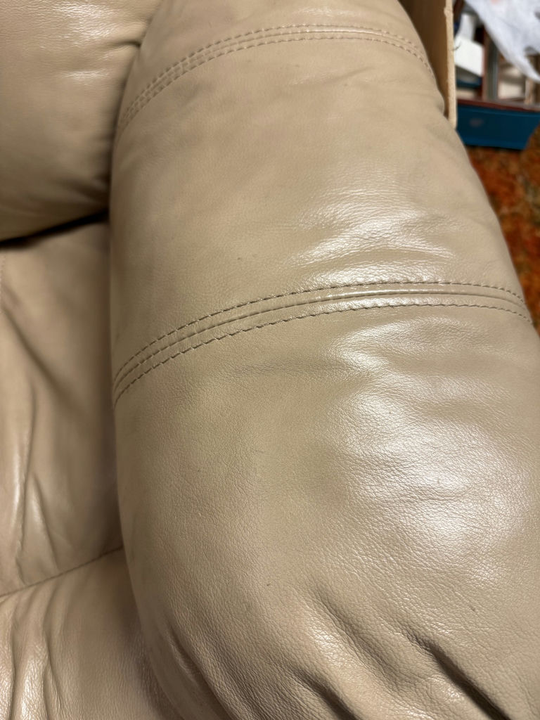 Beige Leather Recliner Loveseat - image 4 of 8