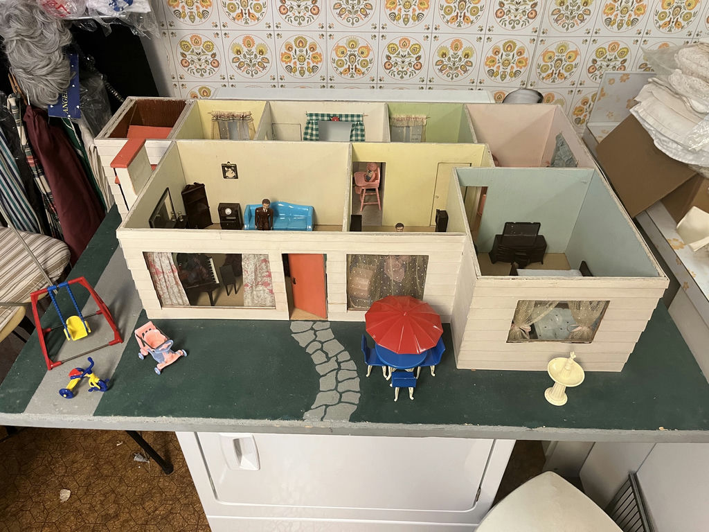 Vintage Hand-Made Dollhouse with Accessories - image 3 of 17