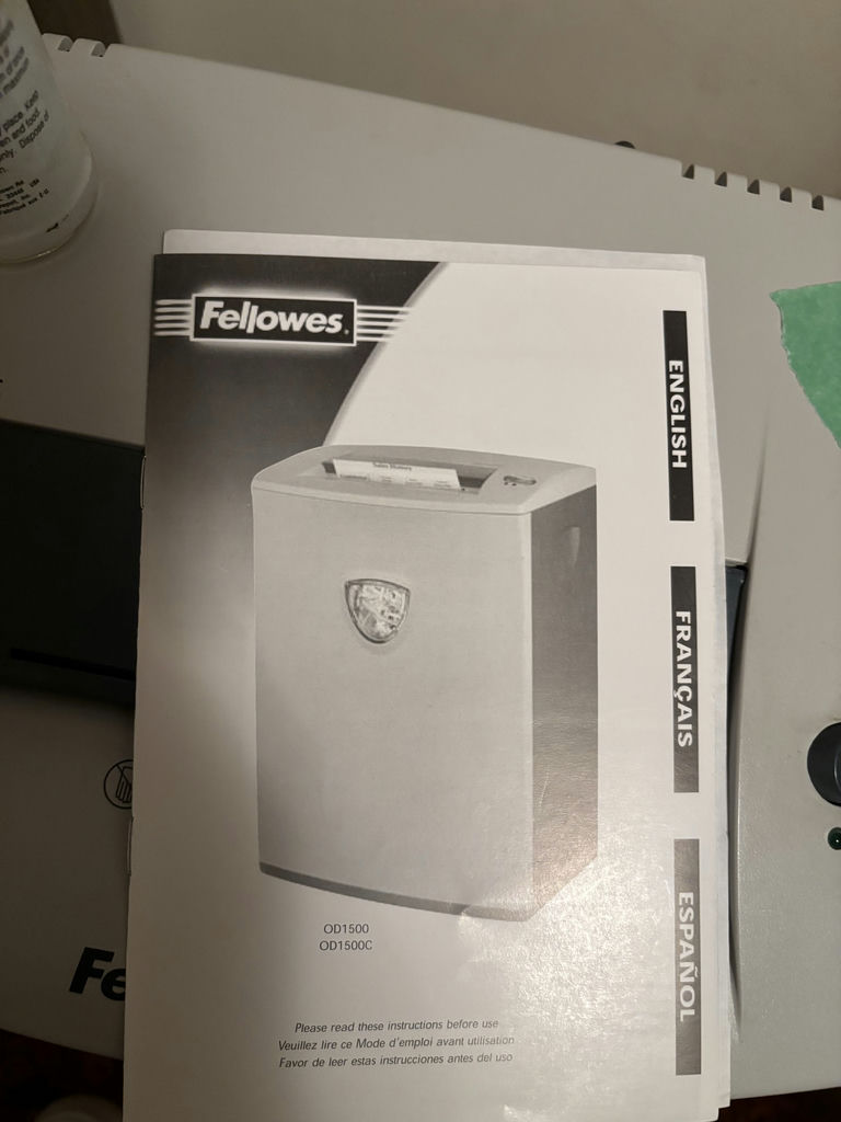 Fellowes OD1500C Paper Shredder with Manual and Shredder Lubricant - image 3 of 7