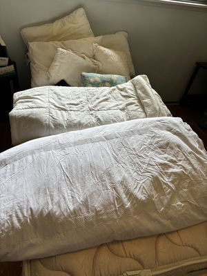 White Bedding and Decorative Pillows - Image 1 of 11
