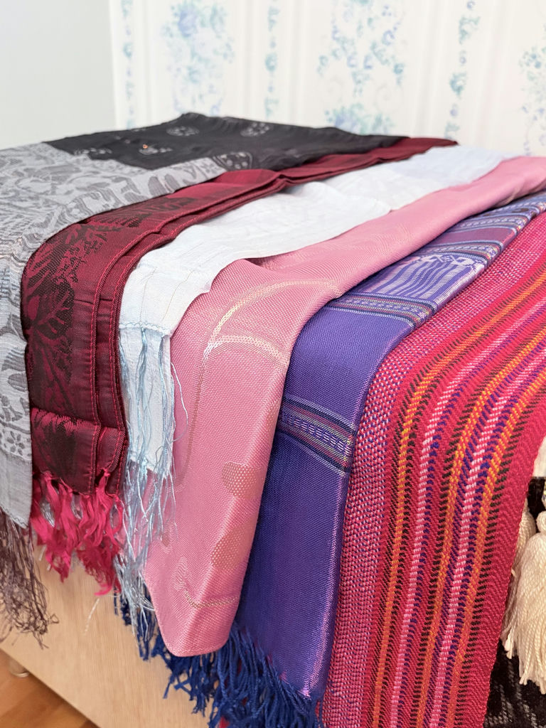 Assorted Decorative Scarves, Shawls, and Textile Pieces - image 3 of 6