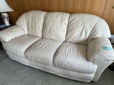 Beige White Leather Three-Seat Sofa - thumbnail 1 of 8