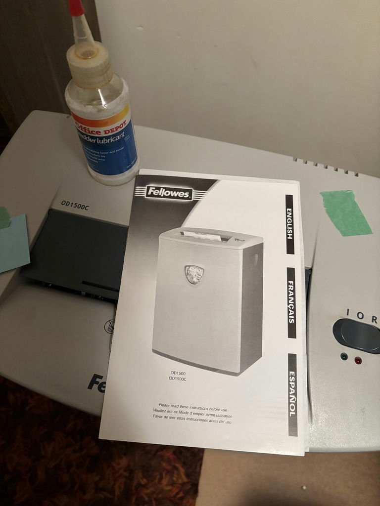 Fellowes OD1500C Paper Shredder with Manual and Shredder Lubricant - image 4 of 7
