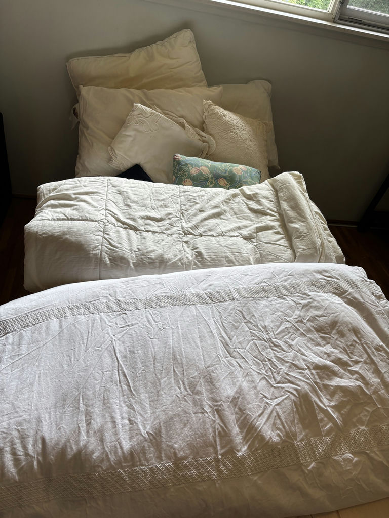 White Bedding and Decorative Pillows - image 2 of 11