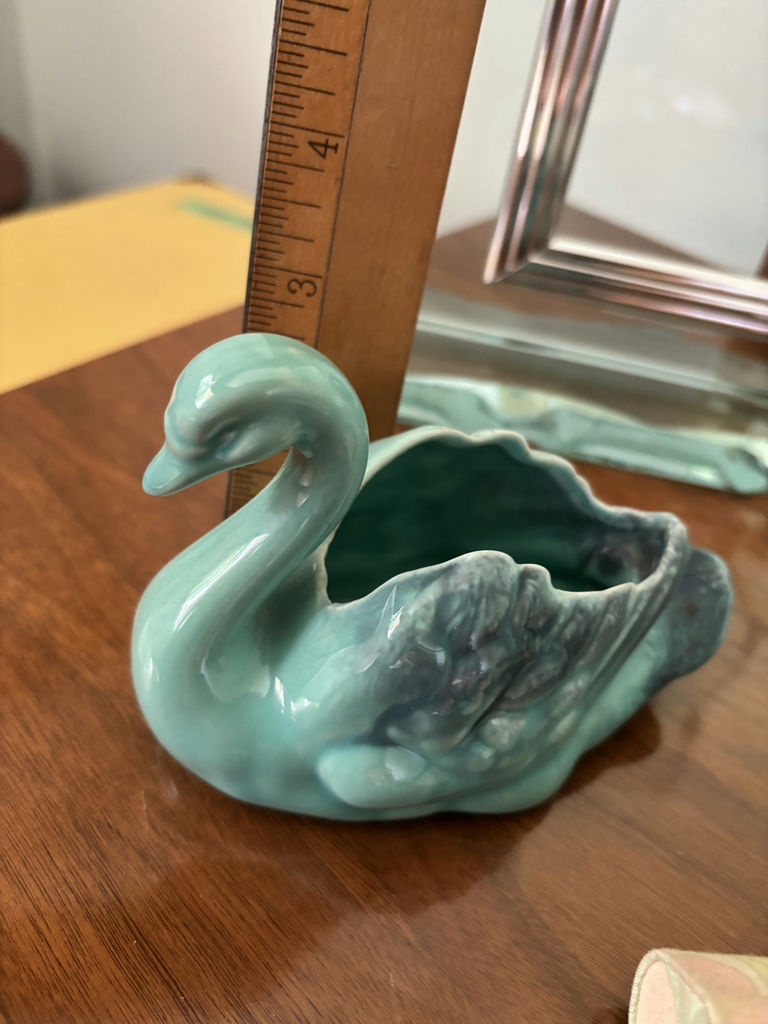 Decorative Figurines, Glass Frame, Ceramic Swan, and Crochet Item - image 3 of 15