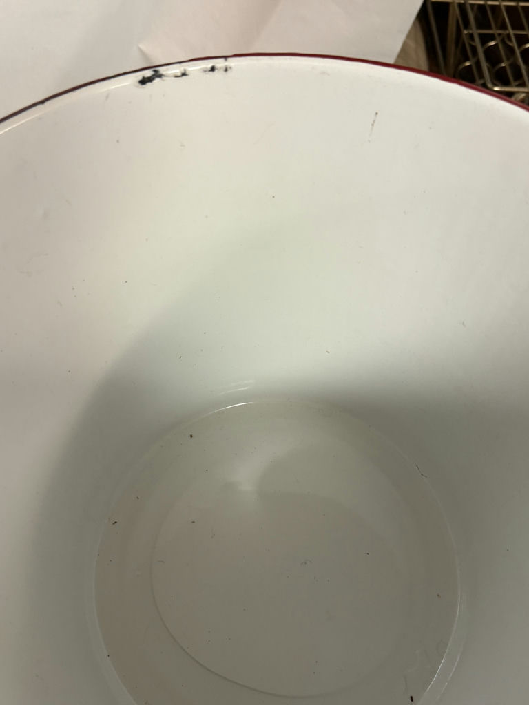 White Enamelware Kitchen Items with Red Trim - image 10 of 12