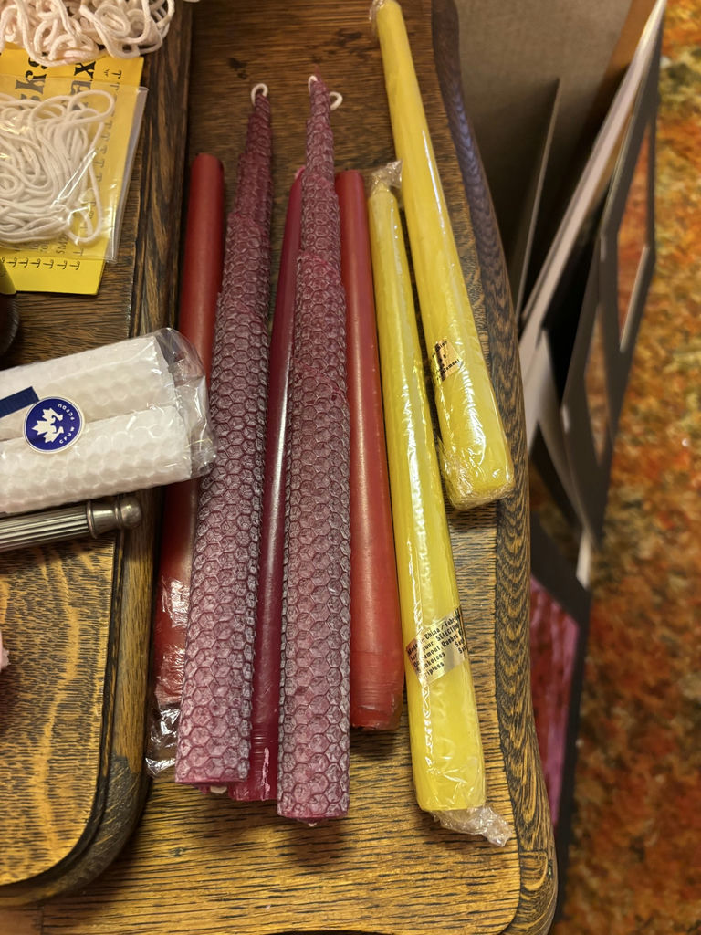 Assorted Candles, Brass Candle Holders, and Candle Making Accessories - image 9 of 13