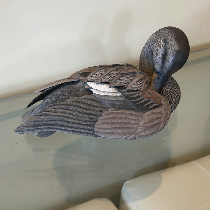 Gosset Wildlife Collection Preening Gadwell Carved Duck Decoy - image 1 of 12