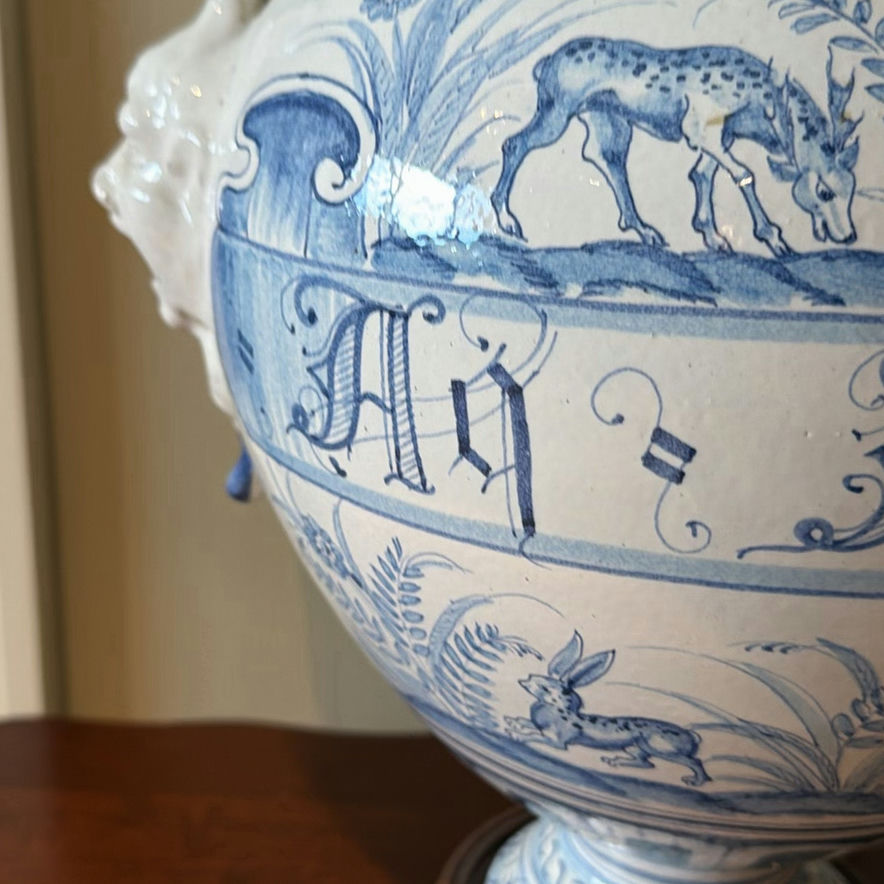 Blue and White Ceramic Table Lamp - from Italian Pharmacy Urn - image 5 of 12