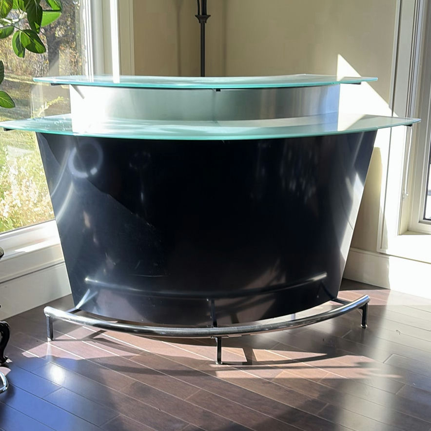 Modern Black Bar with Two Bar Stools - image 4 of 12