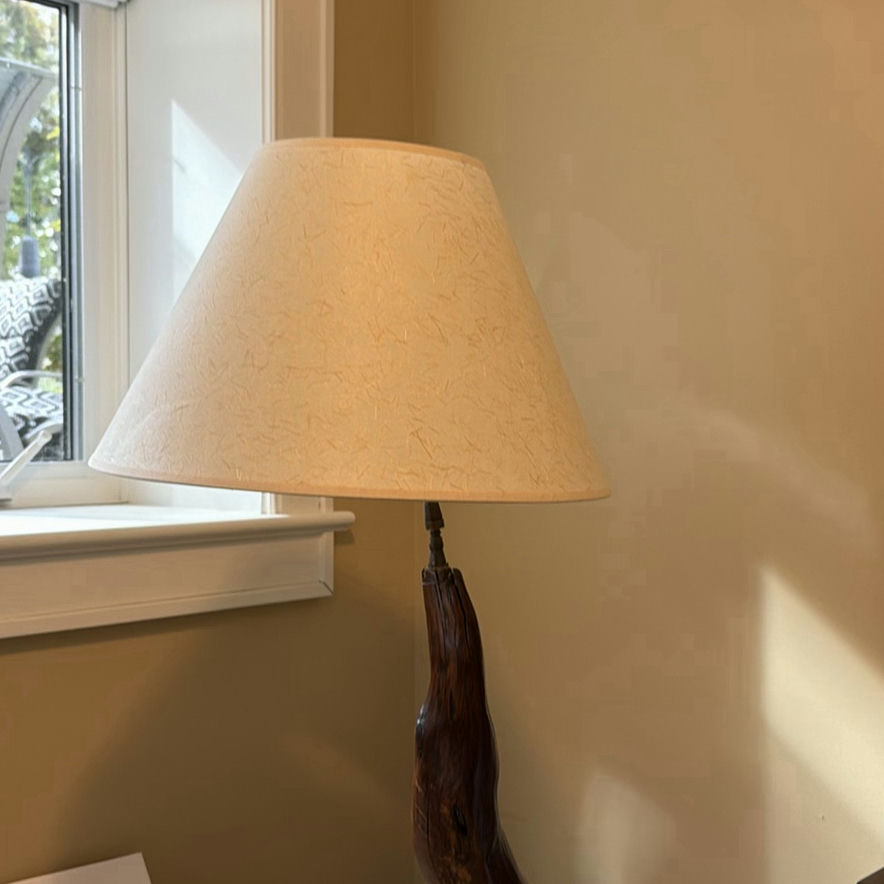 Handcrafted Wood Base Table Lamp with Fabric Shade - image 4 of 9