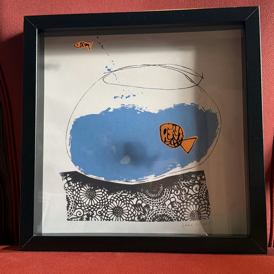 Framed Fishbowl Art Piece by Jane Ormes - image 1 of 7