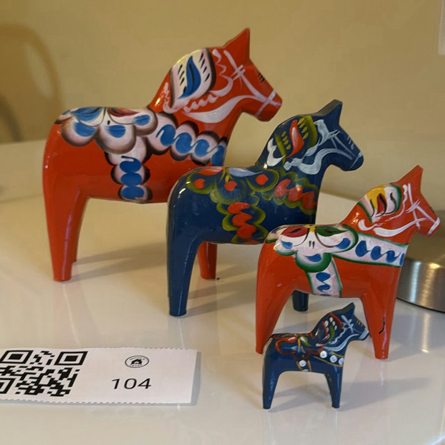 Set of Four Painted Wooden Dala Horse Figurines - by Nils Olssen - image 5 of 11