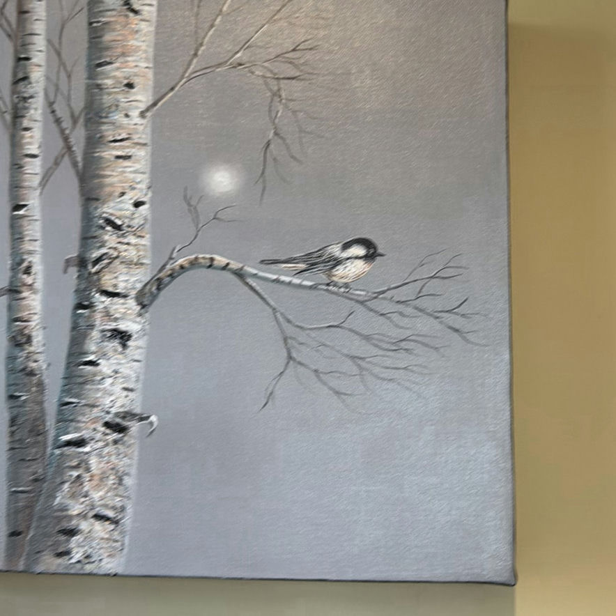 ORIGINAL ART by Henri Lobo - Chicadee on Birch - image 2 of 8