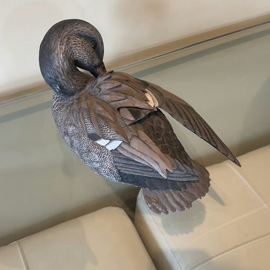 Gosset Wildlife Collection Preening Gadwell Carved Duck Decoy - image 6 of 12