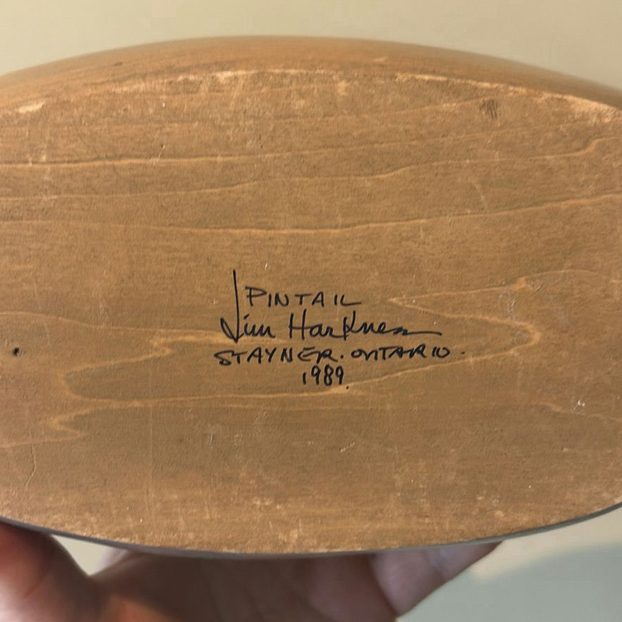 Jim Harkness 1989 Pintail Wooden Duck Decoy - image 10 of 11