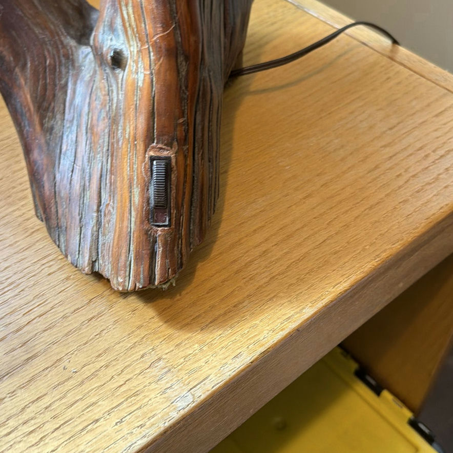 Handcrafted Wood Base Table Lamp with Fabric Shade - image 5 of 9