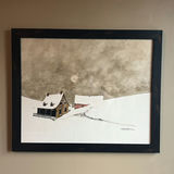 Original Signed Winter Farmhouse Artwork - thumbnail 1 of 8