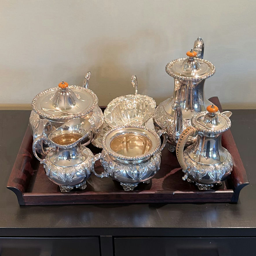 Silver Plate Tea and Coffee Serving Set with Tray - image 1 of 31