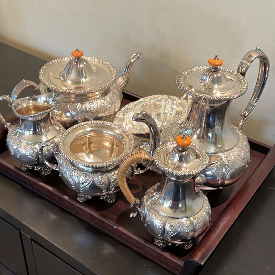 Silver Plate Tea and Coffee Serving Set with Tray - image 2 of 31