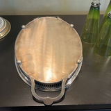 Set of Six Green Stemmed Champagne Flutes and Silver-Tone Serving Tray - thumbnail 12 of 14