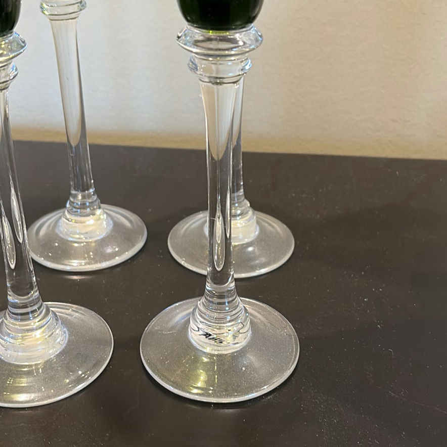 Set of Six Green Stemmed Champagne Flutes and Silver-Tone Serving Tray - image 6 of 14