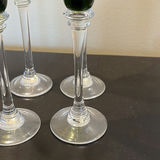 Set of Six Green Stemmed Champagne Flutes and Silver-Tone Serving Tray - thumbnail 6 of 14