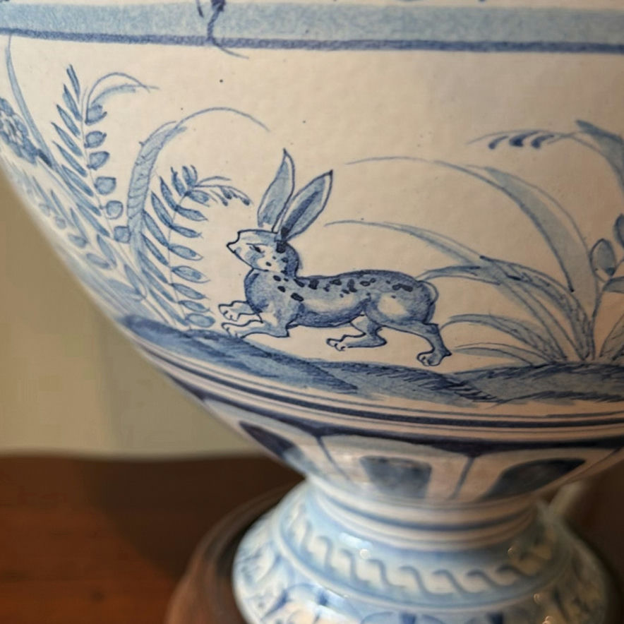 Blue and White Ceramic Table Lamp - from Italian Pharmacy Urn - image 6 of 12