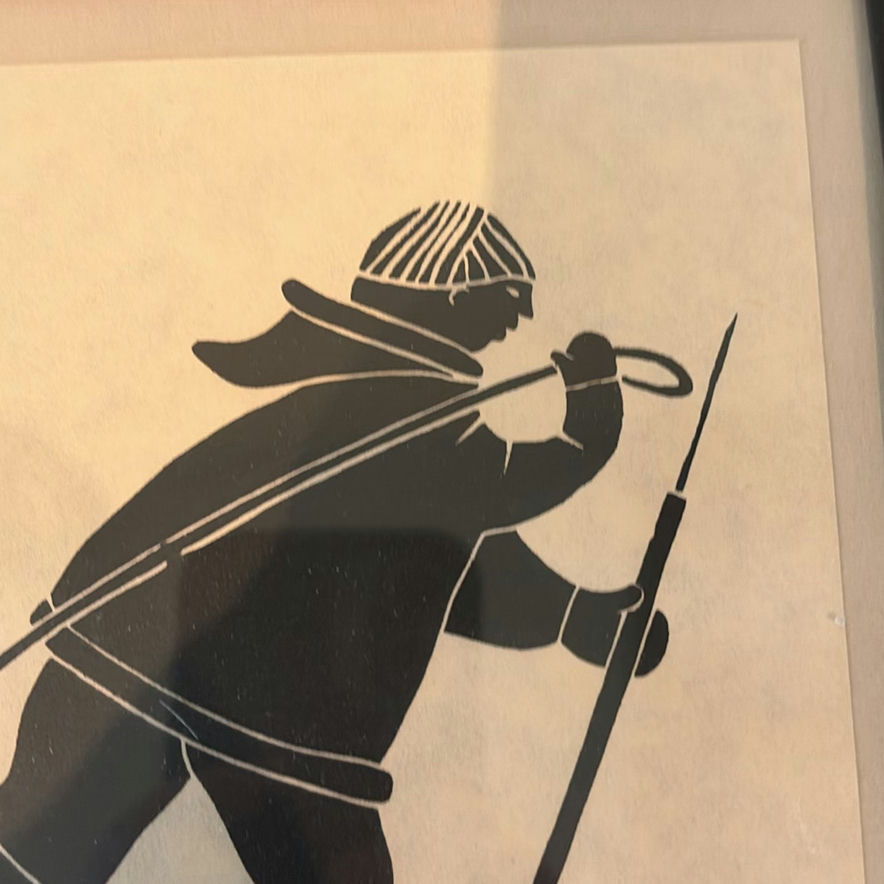 Framed Henry Napartuk Eskimo and Seal Artwork - image 4 of 11