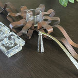 Crystal Candle Holders and Metal Candle Snuffer with Decorative Centerpiece - thumbnail 2 of 13