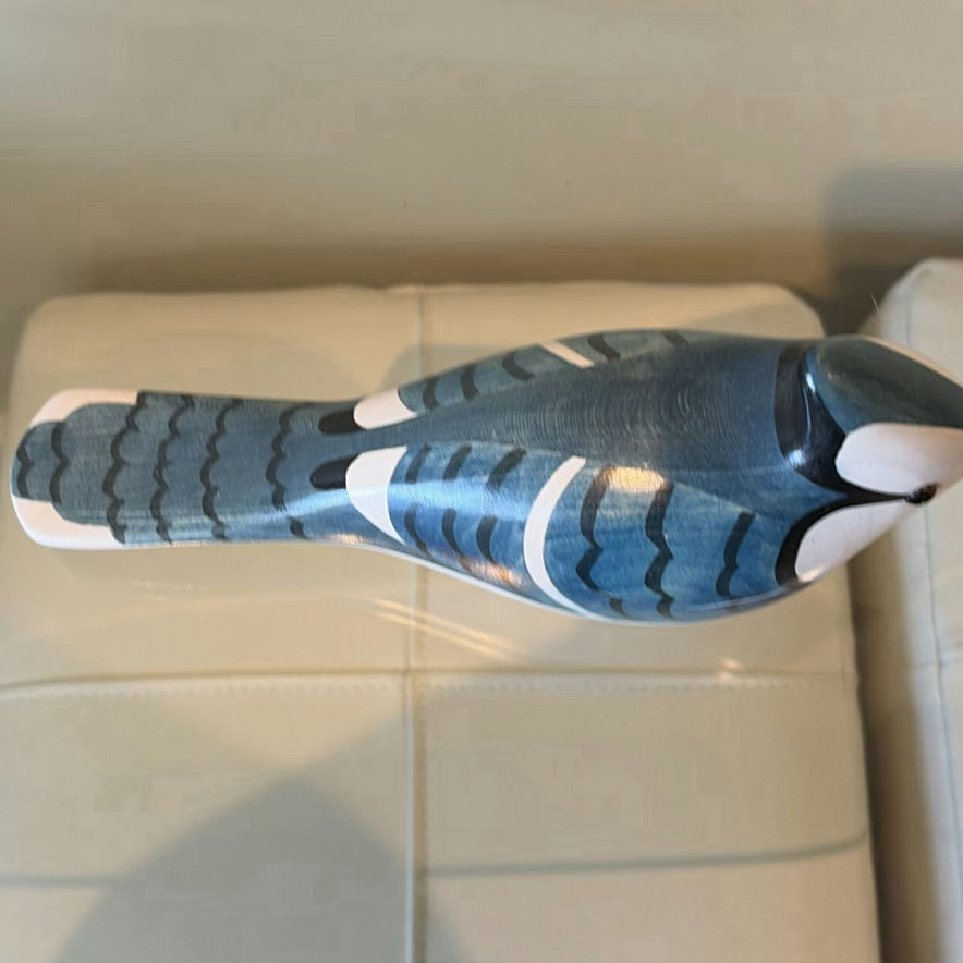 Jim Harkness Blue Jay Wooden Bird Decoy - image 5 of 9