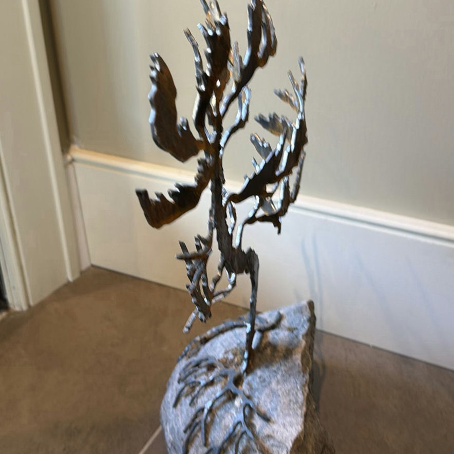 Handcrafted Metal Tree Sculpture on Stone Base - image 4 of 9
