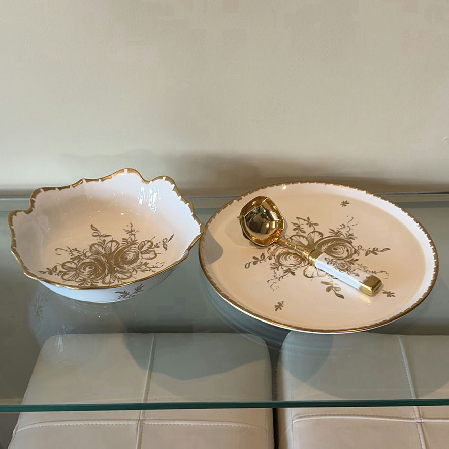 BIRKS Hand Painted French Porcelain Bowl, Plate, and Serving Spoon - image 1 of 10