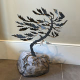 Handcrafted Metal Tree Sculpture on Stone Base - thumbnail 1 of 9