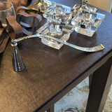 Crystal Candle Holders and Metal Candle Snuffer with Decorative Centerpiece - thumbnail 4 of 13