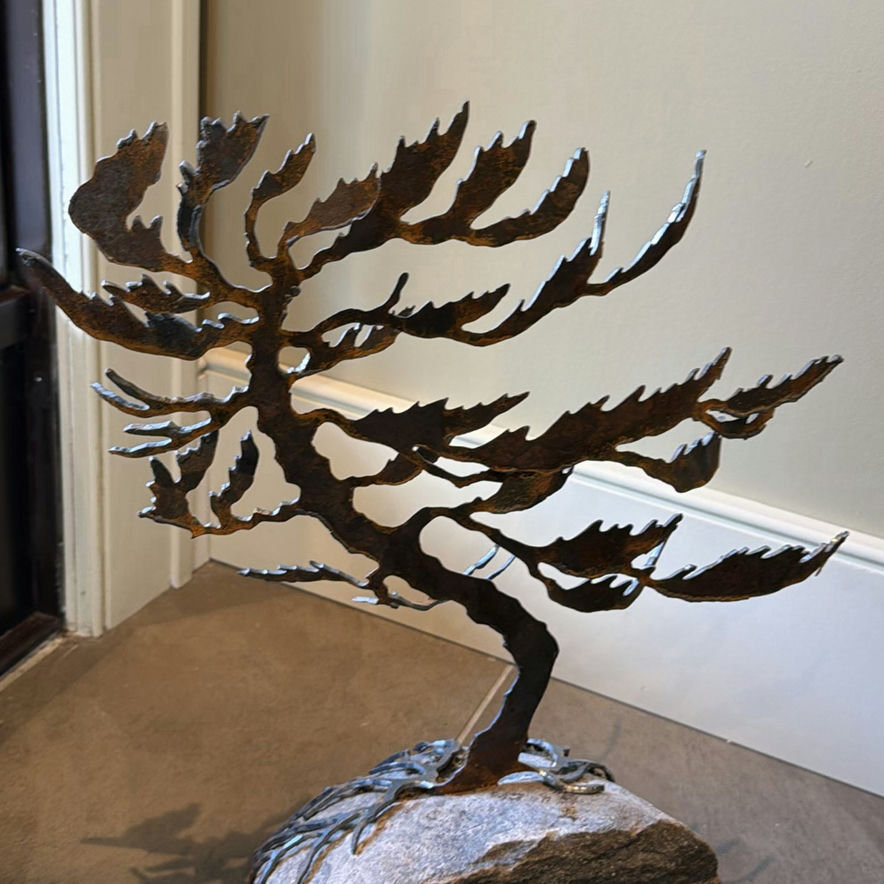 Handcrafted Metal Tree Sculpture on Stone Base - image 5 of 9